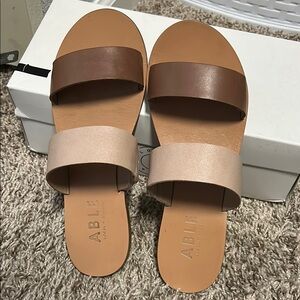 ABLE Women's Brown and Tan Sandals